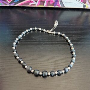 Elegant Black and Silver Beaded Necklace